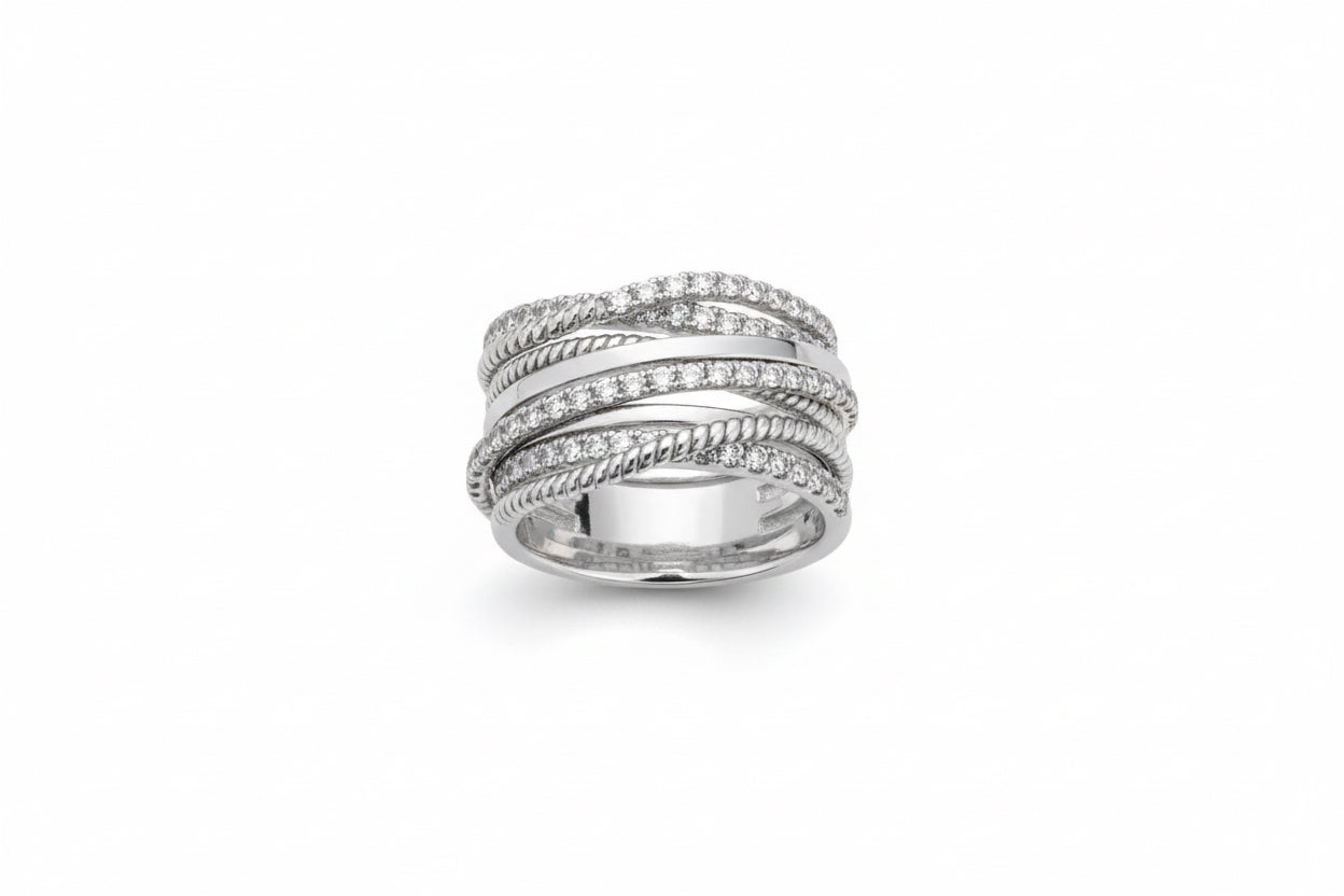The Multi Line Silver Ring